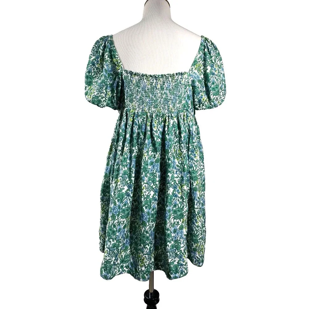 J.Crew Paisley Linen Blend Babydoll Sundress Pockets Size 14